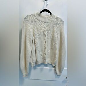 Only Cream Cowl Neck Sweater with Cable Knit